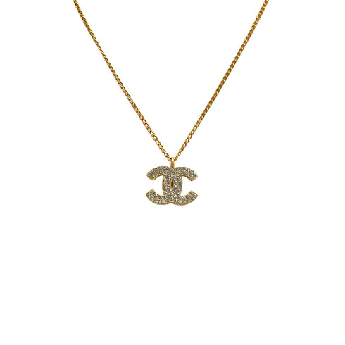 CHANEL NECKLACE COCOMARK RHINESTONE GOLD ACCESSORY 02A 90311842
