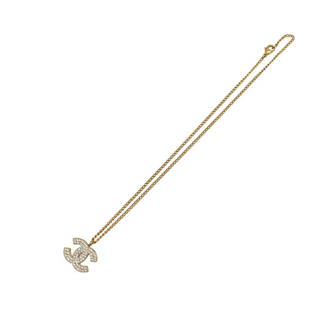 CHANEL NECKLACE COCOMARK RHINESTONE GOLD ACCESSORY 02A 90311842