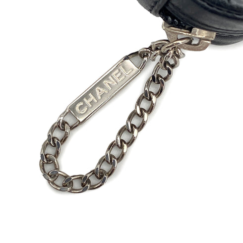 VINTAGE CHANEL CAMBON LINE SHOULDER BAG BLACK LEATHER SILVER HARDWARE 90311884