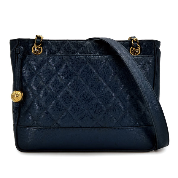 CHANEL VINTAGE MATELASSE CHAIN TOTE BAG NAVY CAVIAR SKIN GOLD HARDWARE 90311051 - PURPOSE