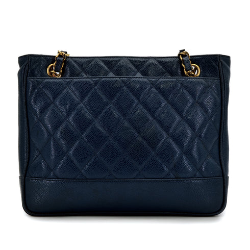 CHANEL VINTAGE MATELASSE CHAIN TOTE BAG NAVY CAVIAR SKIN GOLD HARDWARE 90311051 - PURPOSE