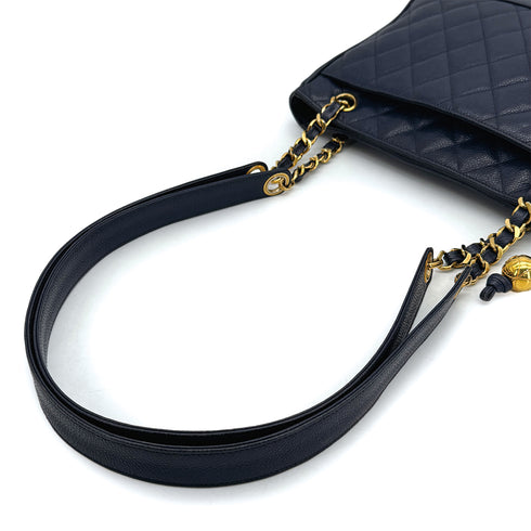 CHANEL VINTAGE MATELASSE CHAIN TOTE BAG NAVY CAVIAR SKIN GOLD HARDWARE 90311051 - PURPOSE