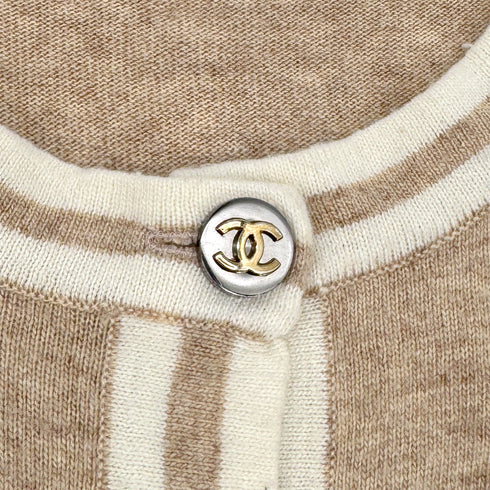 CHANEL COCO BUTTON CARDIGAN BEIGE WOOL 38 08A RTW 90312000
