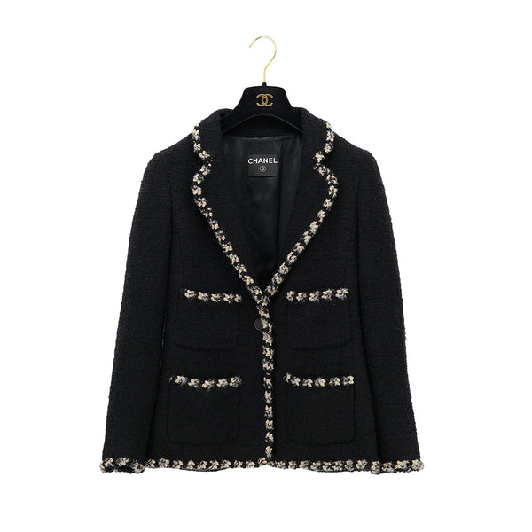 CHANEL COCO BUTTON TWEED JACKET BLACK WOOL RTW 90312005