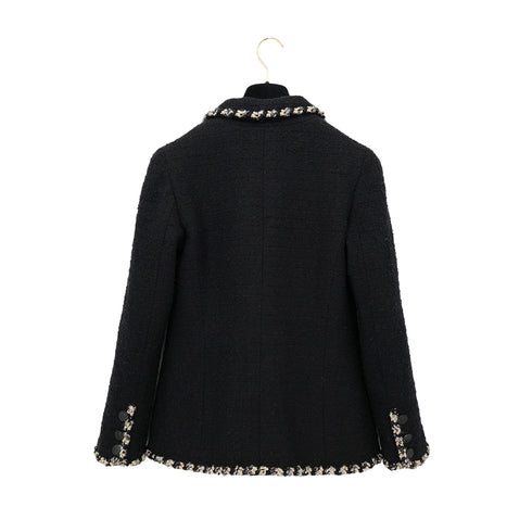 CHANEL COCO BUTTON TWEED JACKET BLACK WOOL RTW 90312005