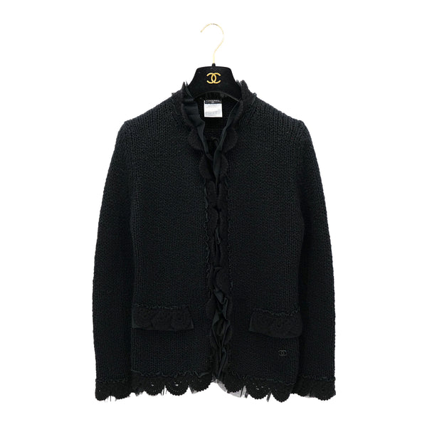 CHANEL RACE CARDIGAN BLACK CASHMERE 42 02A RTW 90312001