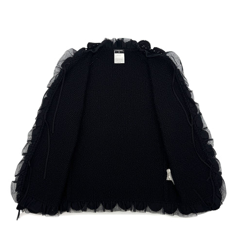 CHANEL RACE CARDIGAN BLACK CASHMERE 42 02A RTW 90312001