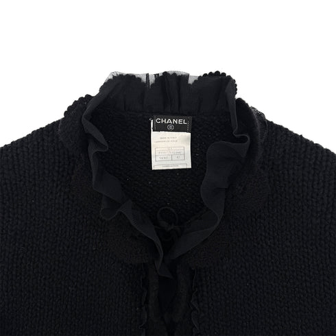 CHANEL RACE CARDIGAN BLACK CASHMERE 42 02A RTW 90312001