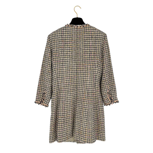 CHANEL TWEED LONG COAT BEIGE LINEN COTTON 42 03P RTW 90311809