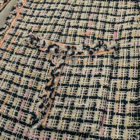 CHANEL TWEED LONG COAT BEIGE LINEN COTTON 42 03P RTW 90311809