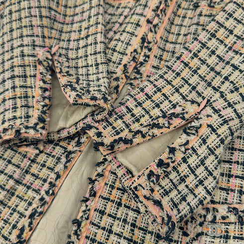 CHANEL TWEED LONG COAT BEIGE LINEN COTTON 42 03P RTW 90311809