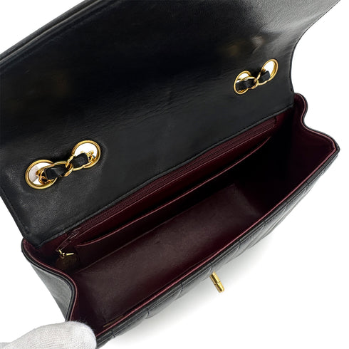 CHANEL VINTAGE CHEVRON CHAIN SHOULDER BAG BLACK LAMB SKIN 90311892