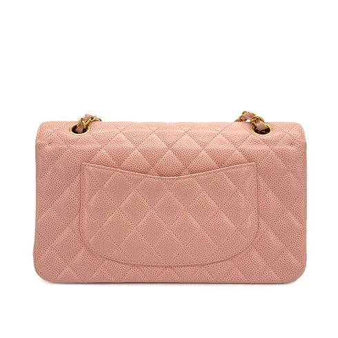 CHANEL VINTAGE CLASSIC FLAP MEDIUM CHAIN SHOULDER BAG PINK CAVIAR SKIN GOLD HARDWARE 90311956