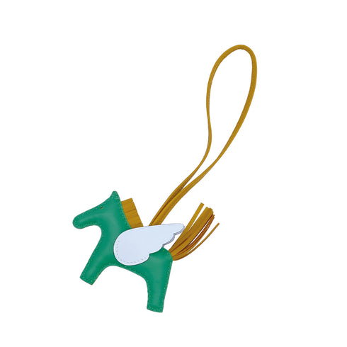 HERMES BAG CHARM RODEO PEGASUS PM MINT SESAME BLUE BRUME AGNEAU MILO 2022 U 90311838