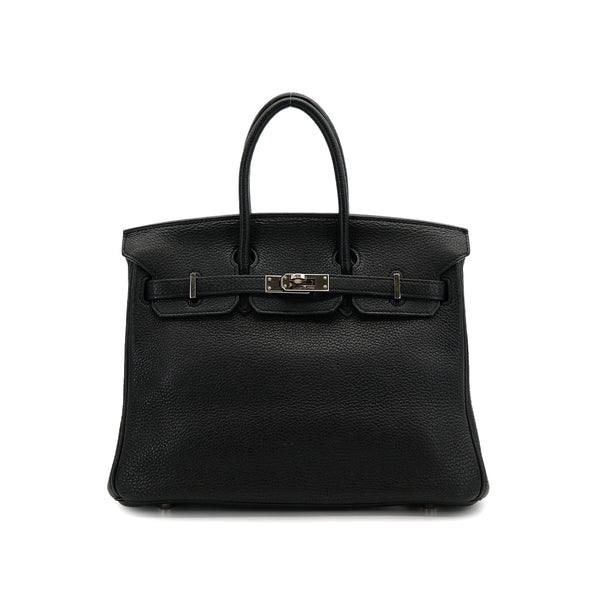 HERMES BIRKIN 25 BLACK TOGO HAND BAG 2010 SQUARE N PALLADIUM HARDWARE 90310826 - PURPOSE