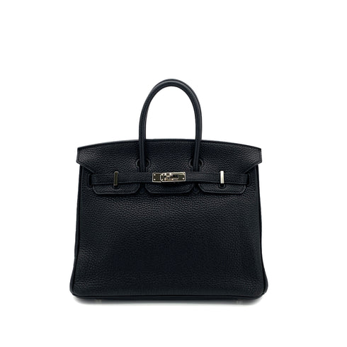 HERMES BIRKIN 25 BLACK TOGO HAND BAG □O PHW 90304183 - PURPOSE