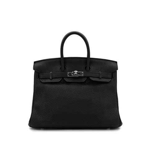 HERMES BIRKIN 25 BLACK TOGO HAND BAG A PALLADIUM HARDWARE 90306512 - PURPOSE