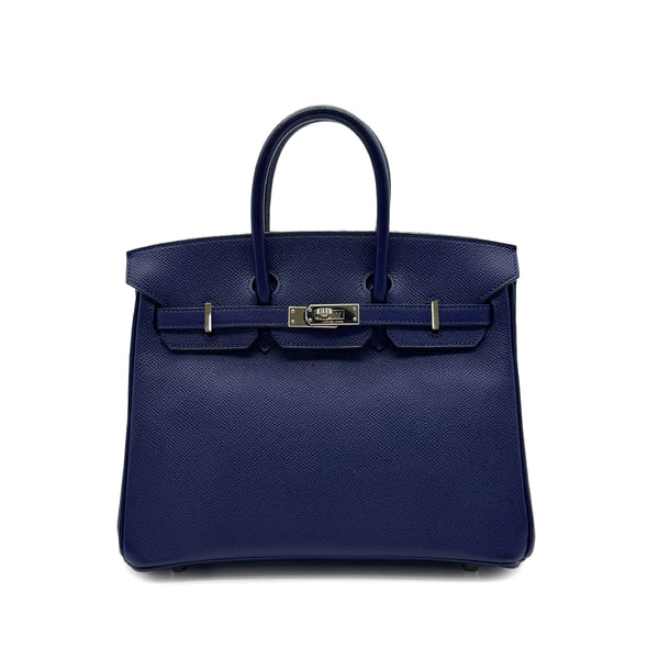 HERMES BIRKIN 25 BLUE SAPHIR EPSOM HAND BAG □Q PALLADIUM HARDWARE 90299355 - PURPOSE