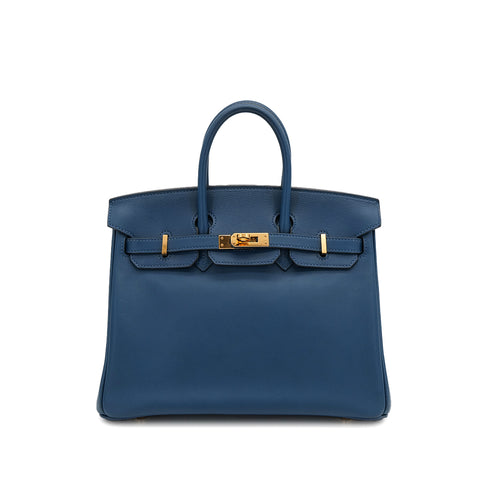 HERMES BIRKIN 25 DEEP BLUE VEAU SWIFT HAND BAG D GOLD HARDWARE 90307908 - PURPOSE