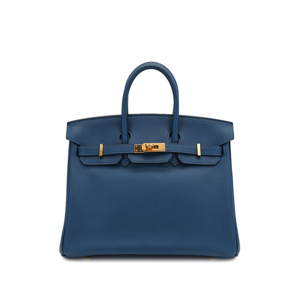 HERMES BIRKIN 25 DEEP BLUE VEAU SWIFT HAND BAG D GOLD HARDWARE 90307908 - PURPOSE