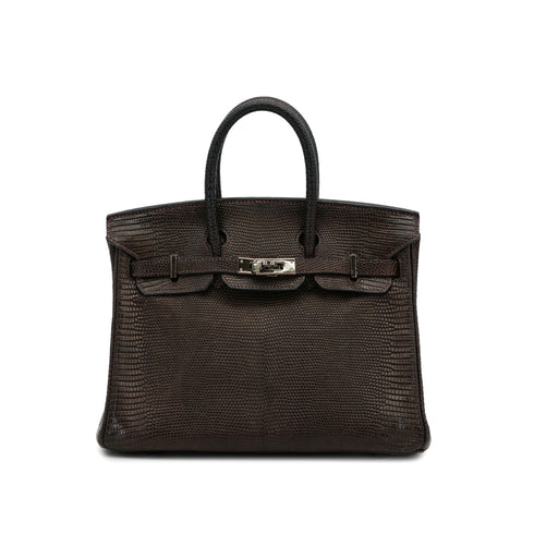 HERMES BIRKIN 25 EBENE LIZARD HAND BAG □J RHW 90306854 - PURPOSE