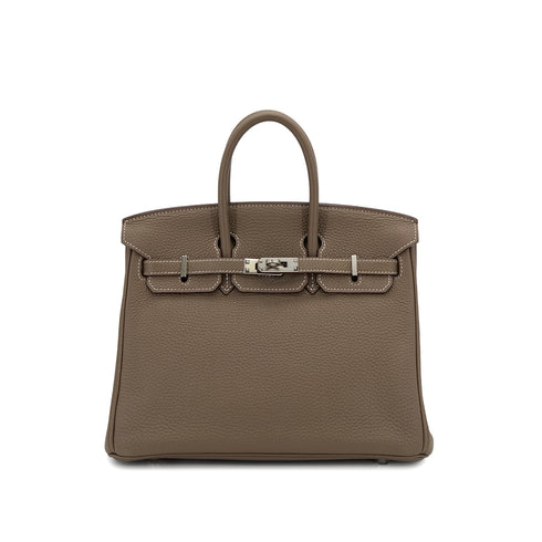 HERMES BIRKIN 25 ETOUPE TOGO HAND BAG 2014 SQUARE R PALLADIUM HARDWARE 90311296