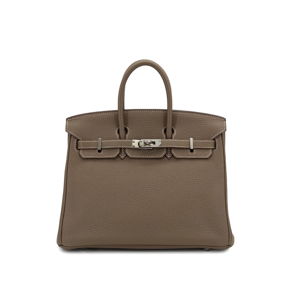 HERMES BIRKIN 25 ETOUPE TOGO HAND BAG 2014 SQUARE R PALLADIUM HARDWARE 90311296