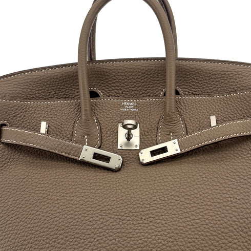 HERMES BIRKIN 25 ETOUPE TOGO HAND BAG 2014 SQUARE R PALLADIUM HARDWARE 90311296