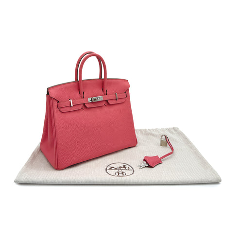 HERMES BIRKIN 25 ROSE LIPSTICK TOGO HAND BAG 2011 SQUARE O PALLADIUM HARDWARE 90311820