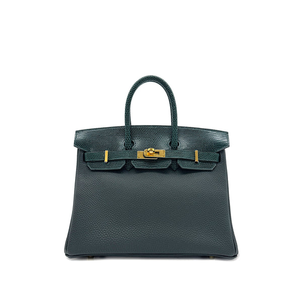 HERMES BIRKIN 25 TOUCH VERT CYPRESS VERT FONCE LIZARD TOGO HAND BAG W GHW 90303310 - PURPOSE