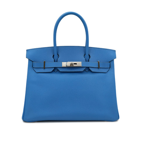 HERMES BIRKIN 30 BLUE FRANCE COUCHEVEL HAND BAG □F PHW 90303610 - PURPOSE