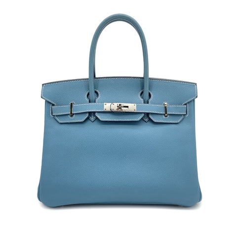HERMES BIRKIN 30 BLUE JEAN EPSOM HAND BAG □L PALLADIUM HARDWARE 90308977 - PURPOSE