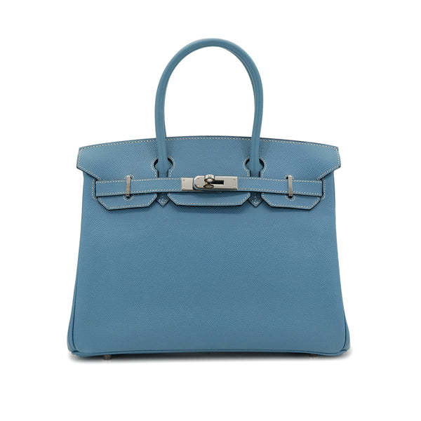 HERMES BIRKIN 30 BLUE JEAN VEAU EPSOM HAND BAG ▢I SHW 90302857 - PURPOSE