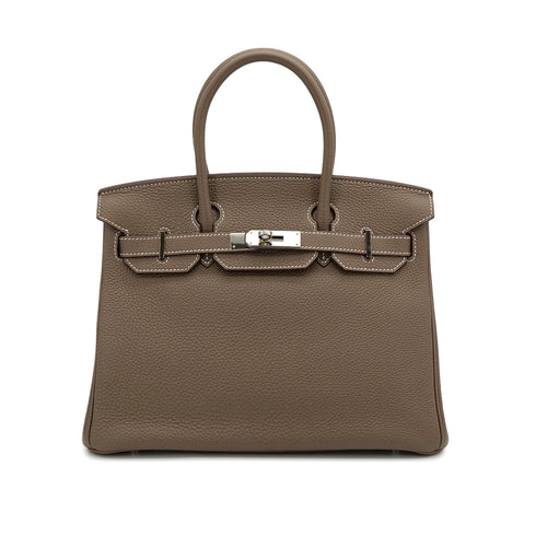 HERMES BIRKIN 30 ETOUPE TOGO HAND BAG R PALLADIUM HARDWARE 90310322 - PURPOSE