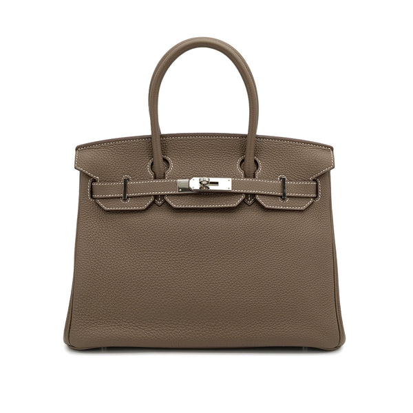 HERMES BIRKIN 30 ETOUPE TOGO HAND BAG R PALLADIUM HARDWARE 90310322 - PURPOSE