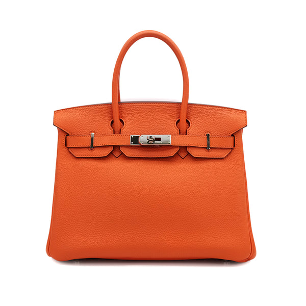 HERMES BIRKIN 30 ORANGE TOGO HAND BAG □N PALLADIUM HARDWARE 90308975 - PURPOSE