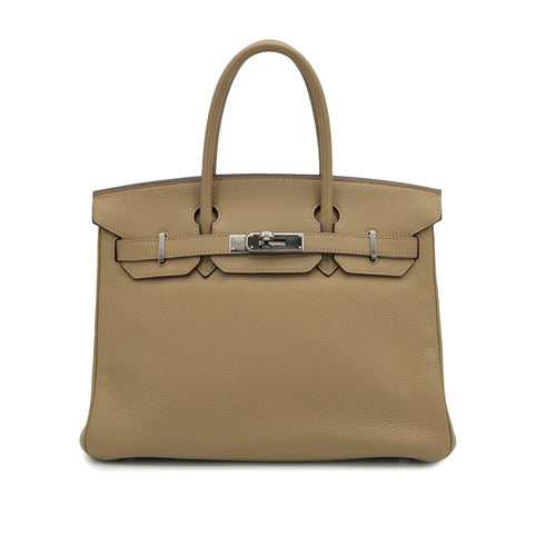HERMES BIRKIN 30 POUSSIERE TAURILLON CLEMENCE HAND BAG □L PALLADIUM HARDWARE 90309733 - PURPOSE