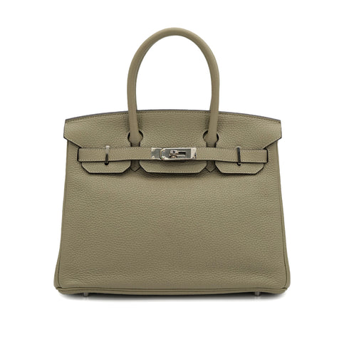HERMES BIRKIN 30 SAUGE TAURILLON CLEMENCE HAND BAG 2016 X STAMP PALLADIUM HARDWARE 90310829 - PURPOSE