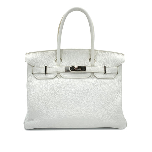 HERMES BIRKIN 30 WHITE TAURILLON CLEMENCE HAND BAG □N SHW 90301658 - PURPOSE