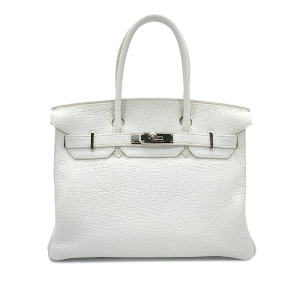 HERMES BIRKIN 30 WHITE TAURILLON CLEMENCE HAND BAG □N SHW 90301658 - PURPOSE