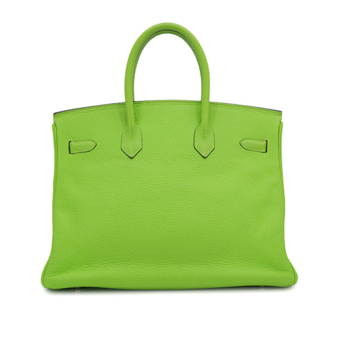 HERMES BIRKIN 35 APPLE GREEN TAURILLON CLEMENCE HAND BAG 2003 SQUARE G PALLADIUM HARDWARE 90311819