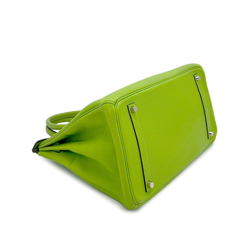 HERMES BIRKIN 35 APPLE GREEN TAURILLON CLEMENCE HAND BAG 2003 SQUARE G PALLADIUM HARDWARE 90311819
