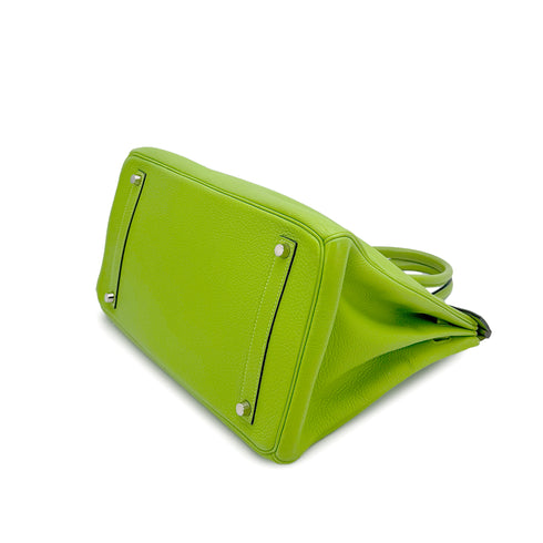 HERMES BIRKIN 35 APPLE GREEN TAURILLON CLEMENCE HAND BAG 2003 SQUARE G PALLADIUM HARDWARE 90311819