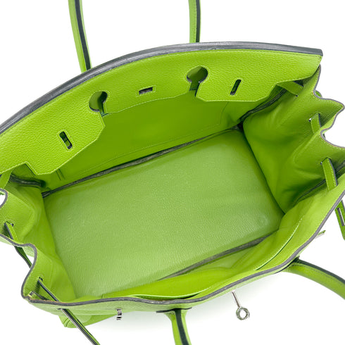 HERMES BIRKIN 35 APPLE GREEN TAURILLON CLEMENCE HAND BAG 2003 SQUARE G PALLADIUM HARDWARE 90311819