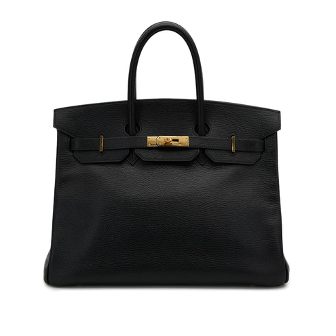 HERMES BIRKIN 35 BLACK ARDENNES HAND BAG □F GOLD HARDWARE 90307907 - PURPOSE