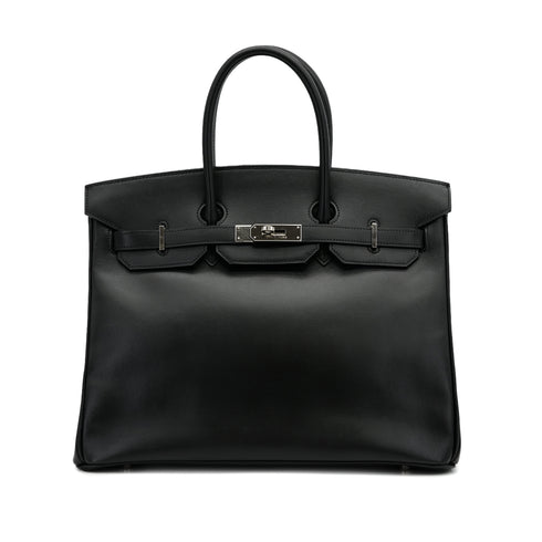 HERMES BIRKIN 35 BLACK BOXCALF HAND BAG □F PHW 90307015 - PURPOSE