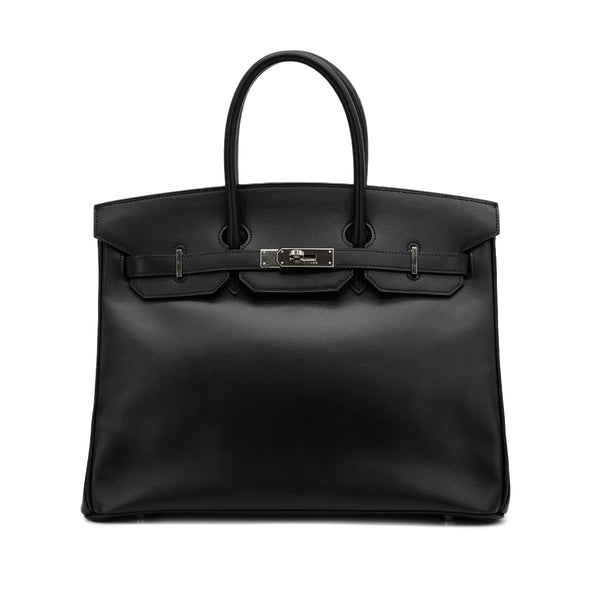 HERMES BIRKIN 35 BLACK BOXCALF HAND BAG □F PHW 90307015 - PURPOSE