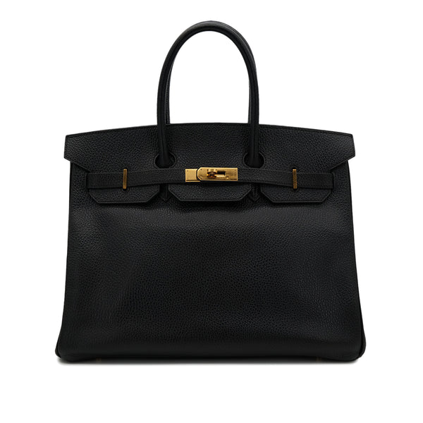HERMES BIRKIN 35 BLACK VACHE LIEGEE HAND BAG □C GHW 90301844 - PURPOSE