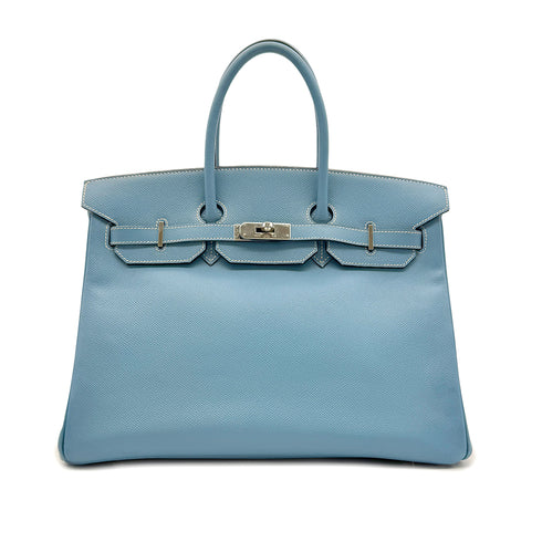 HERMES BIRKIN 35 BLUE JEAN VEAU EPSOM HAND BAG □K SHW 90302855 - PURPOSE