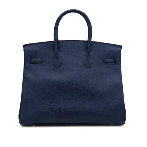 HERMES BIRKIN 35 BLUE ROY ARDENNES HAND BAG 2000 SQUARE D GOLD HARDWARE 90311880